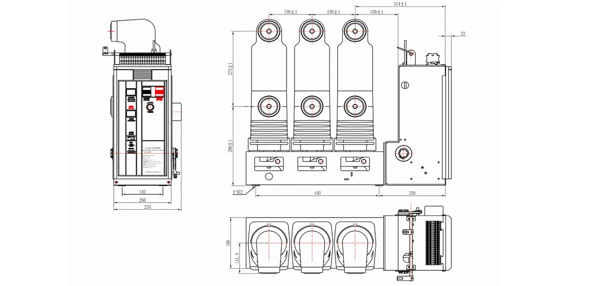 VKJ бокового монтажа 10 кВ, ширина 200 мм-xq3